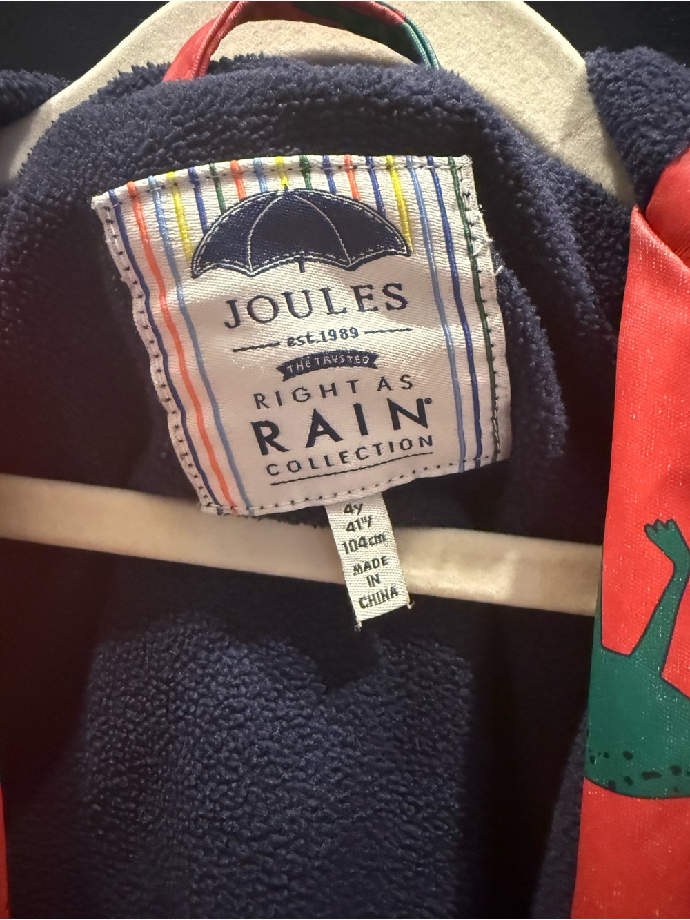 Joules Kids' Red Dino Print Waterproof Jacket - Picture 2 of 6